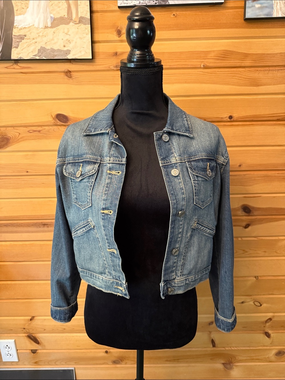 GAP Medium Blue Cropped Denim Jacket